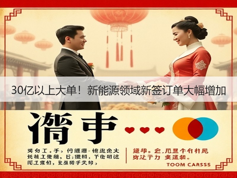 30亿以上大单！新能源领域新签订单大幅增加