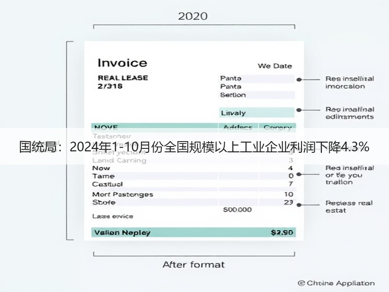 国统局：2024年1-10月份全国规模以上工业企业利润下降4.3%
