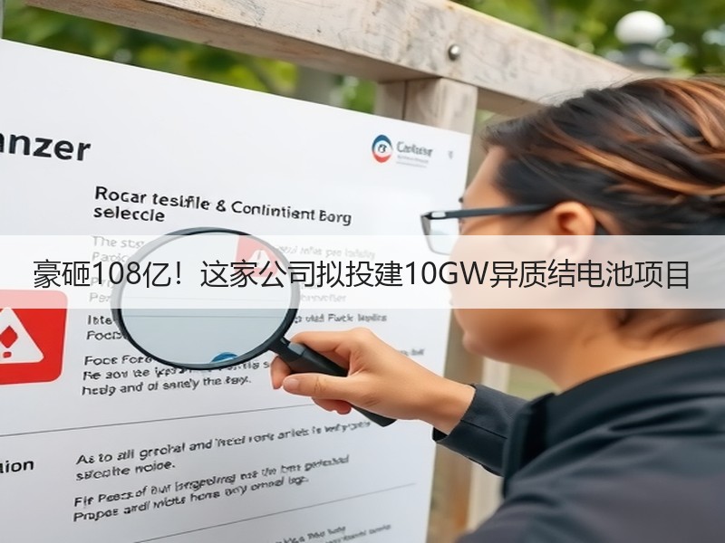 豪砸108亿！这家公司拟投建10GW异质结电池项目