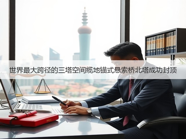 世界最大跨径的三塔空间缆地锚式悬索桥北塔成功封顶(图2) 世界最大跨径的三塔空间缆地锚式悬索桥北塔成功封顶(图2)