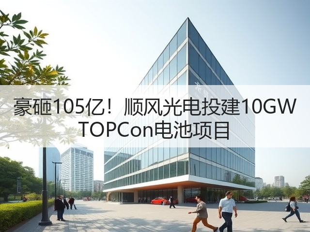 豪砸105亿!顺风光电投建10GW TOPCon电池项目(图1) 豪砸105亿!顺风光电投建10GW TOPCon电池项目(图1)