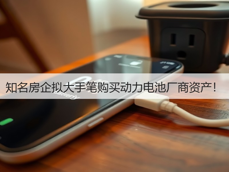 知名房企拟大手笔购买动力电池厂商资产! 知名房企拟大手笔购买动力电池厂商资产!