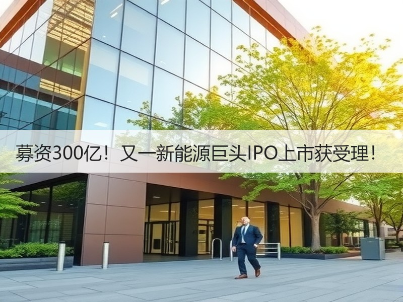 募资300亿！又一新能源巨头IPO上市获受理！