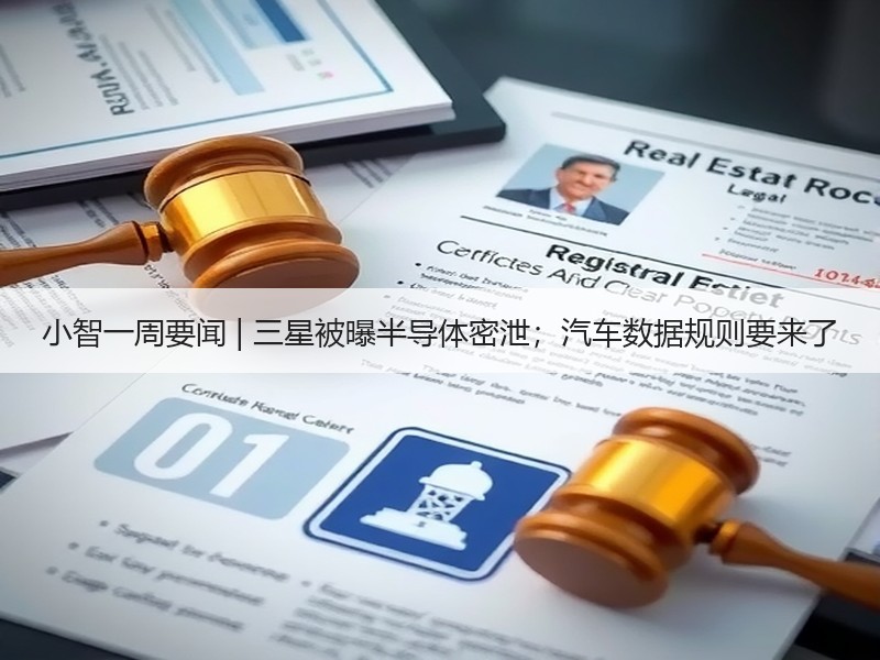 小智一周要闻 | 三星被曝半导体密泄;汽车数据规则要来了 小智一周要闻 | 三星被曝半导体密泄;汽车数据规则要来了