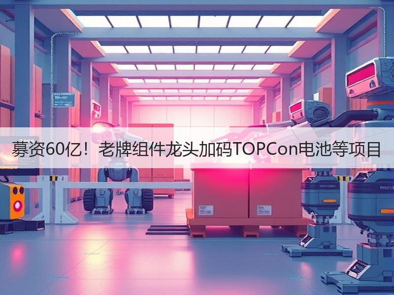 募资60亿！老牌组件龙头加码TOPCon电池等项目