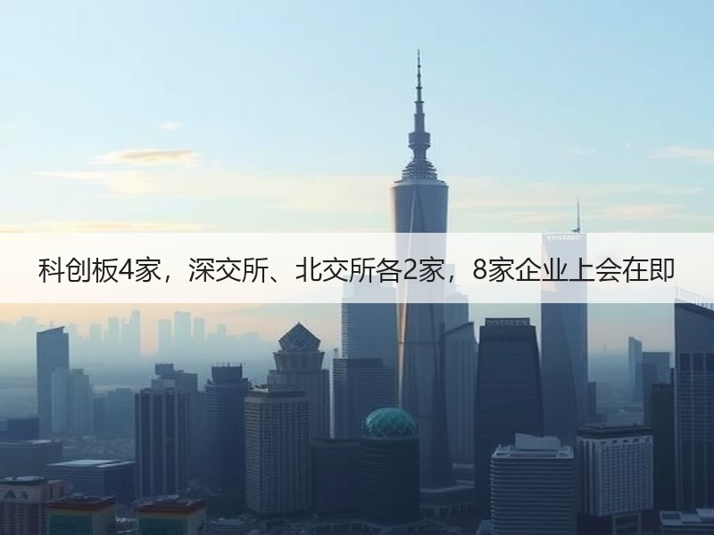 科创板4家,深交所、北交所各2家,8家企业上会在即 科创板4家,深交所、北交所各2家,8家企业上会在即