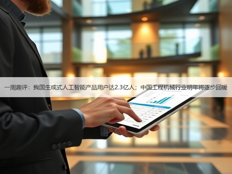 一周趣评:我国生成式人工智能产品用户达2.3亿人;中国工程机械行业明年将逐步回暖 一周趣评:我国生成式人工智能产品用户达2.3亿人;中国工程机械行业明年将逐步回暖