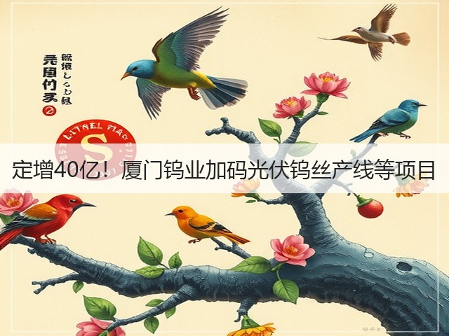 定增40亿!厦门钨业加码光伏钨丝产线等项目(图2) 定增40亿!厦门钨业加码光伏钨丝产线等项目(图2)