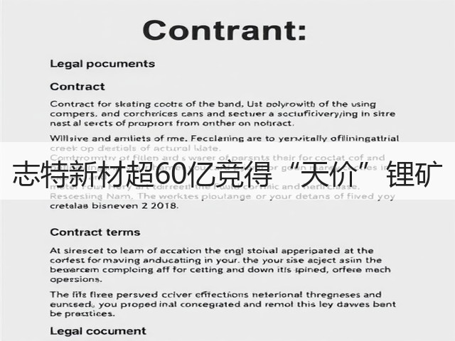 志特新材超60亿竞得“天价”锂矿(图3)
