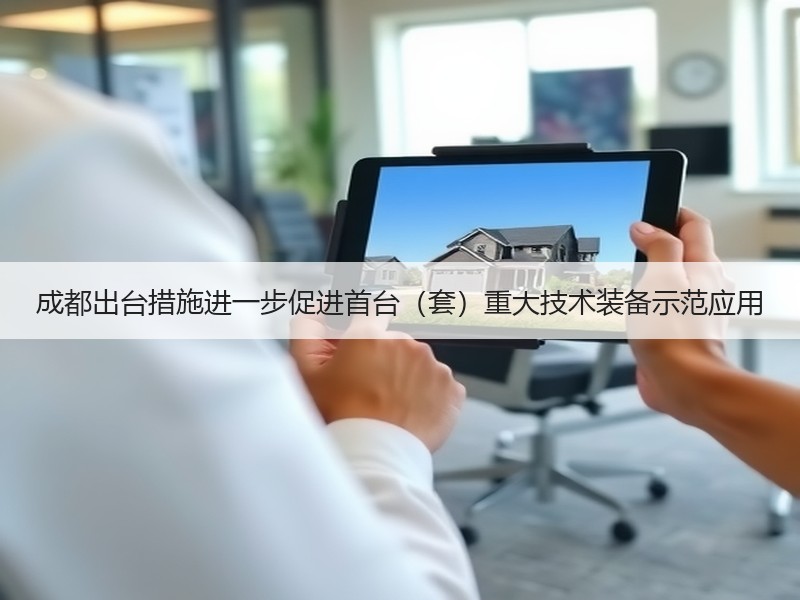成都出台措施进一步促进首台(套)重大技术装备示范应用 成都出台措施进一步促进首台(套)重大技术装备示范应用
