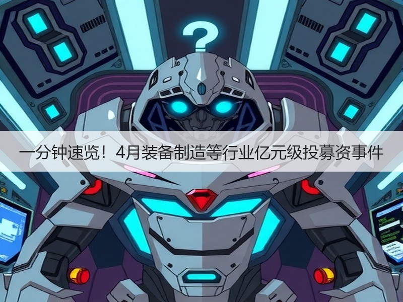 一分钟速览！4月装备制造等行业亿元级投募资事件