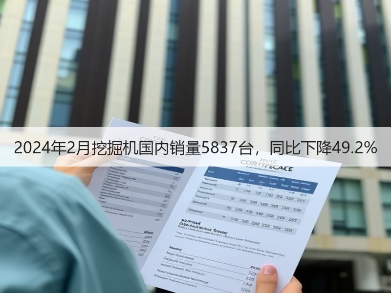2024年2月挖掘机国内销量5837台,同比下降49.2% 2024年2月挖掘机国内销量5837台,同比下降49.2%