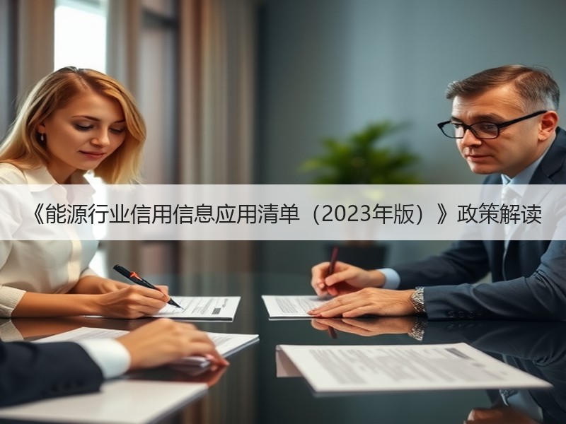 《能源行业信用信息应用清单(2023年版)》政策解读 《能源行业信用信息应用清单(2023年版)》政策解读