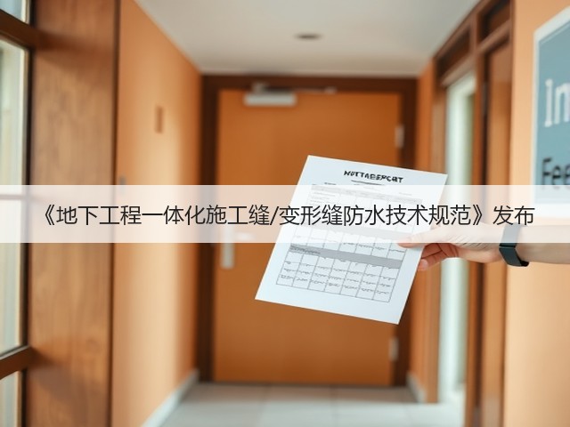 《地下工程一体化施工缝/变形缝防水技术规范》发布(图1)