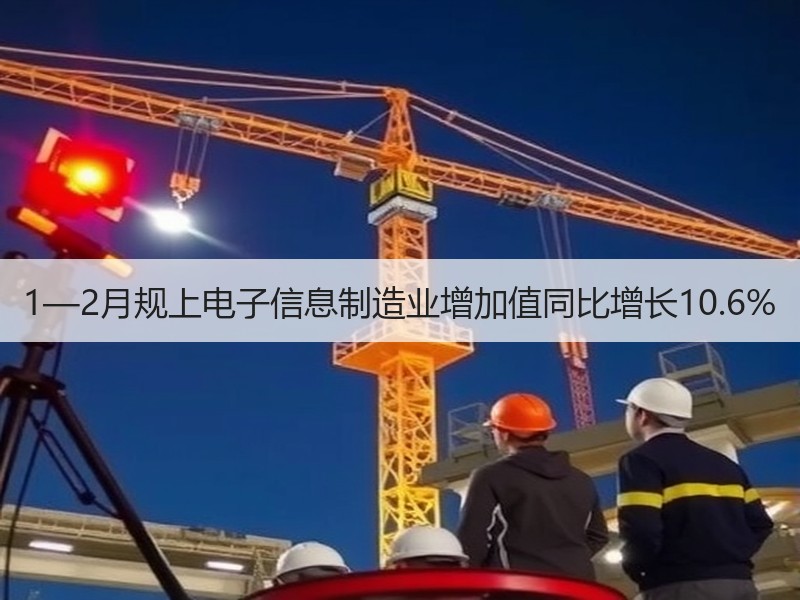1—2月规上电子信息制造业增加值同比增长10.6% 1—2月规上电子信息制造业增加值同比增长10.6%